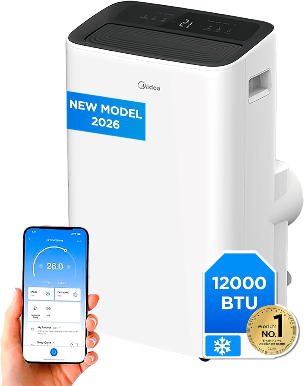 Climatiseur Mobile Silencieux Midea – 12000 BTU – 4-en-1