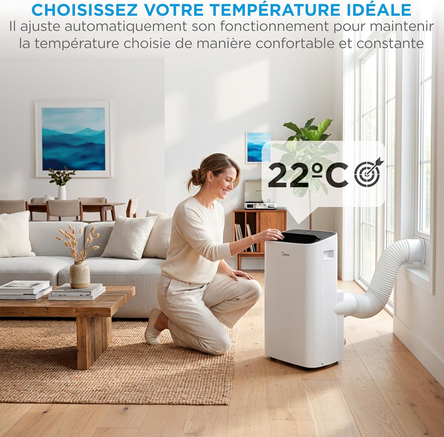 Climatiseur Mobile Silencieux Midea – 12000 BTU – 4-en-1