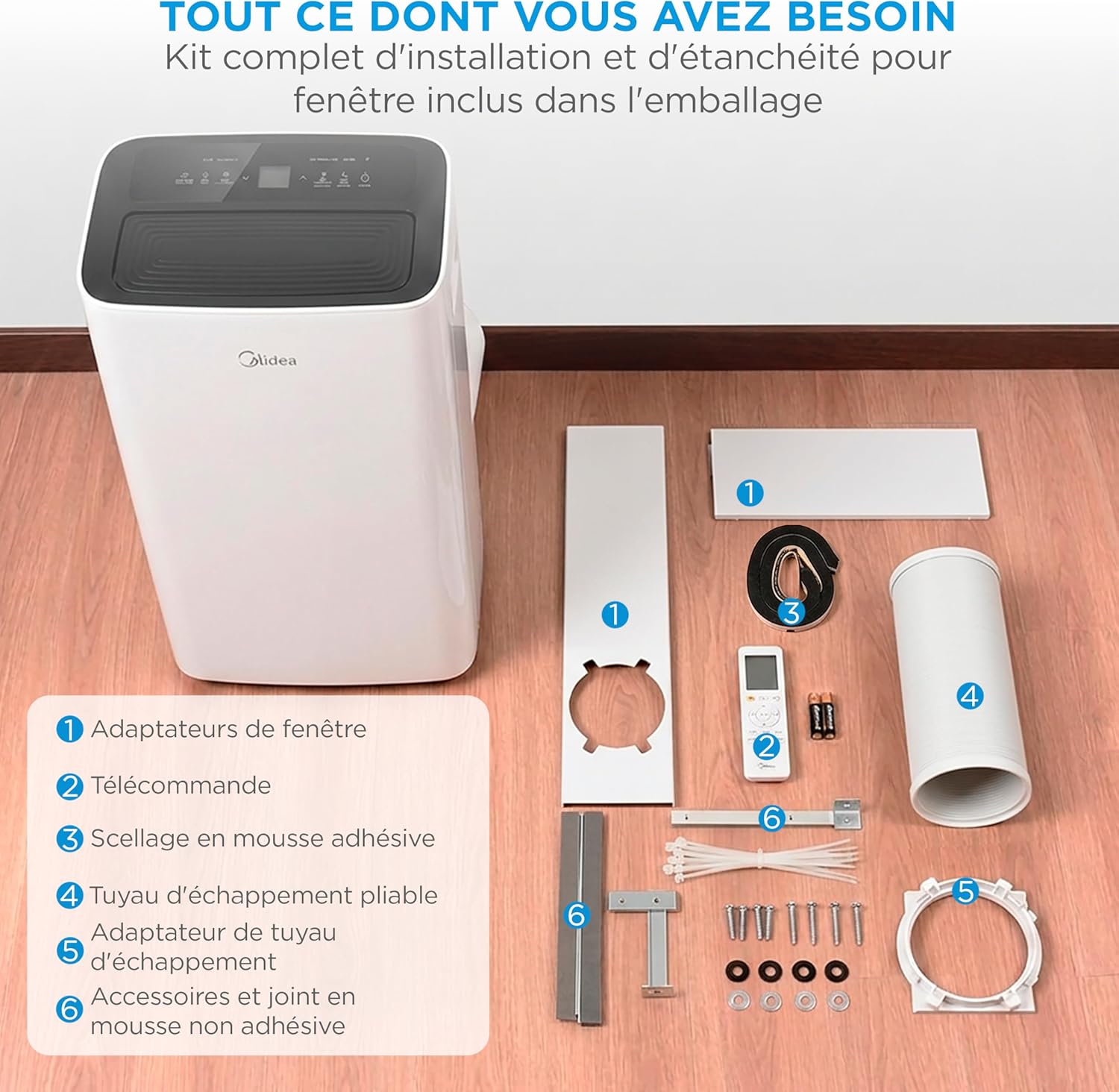 Climatiseur Mobile Silencieux Midea – 12000 BTU – 4-en-1