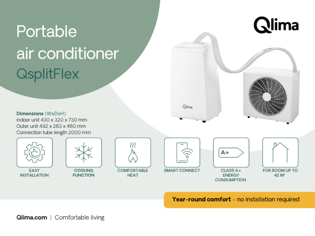 Climatiseur split mobile QsplitFlex blanc/mat