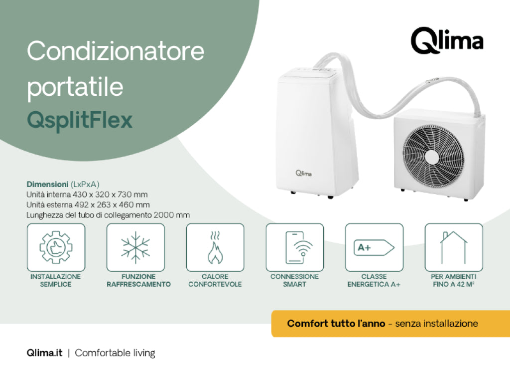 Climatiseur split mobile QsplitFlex blanc/mat