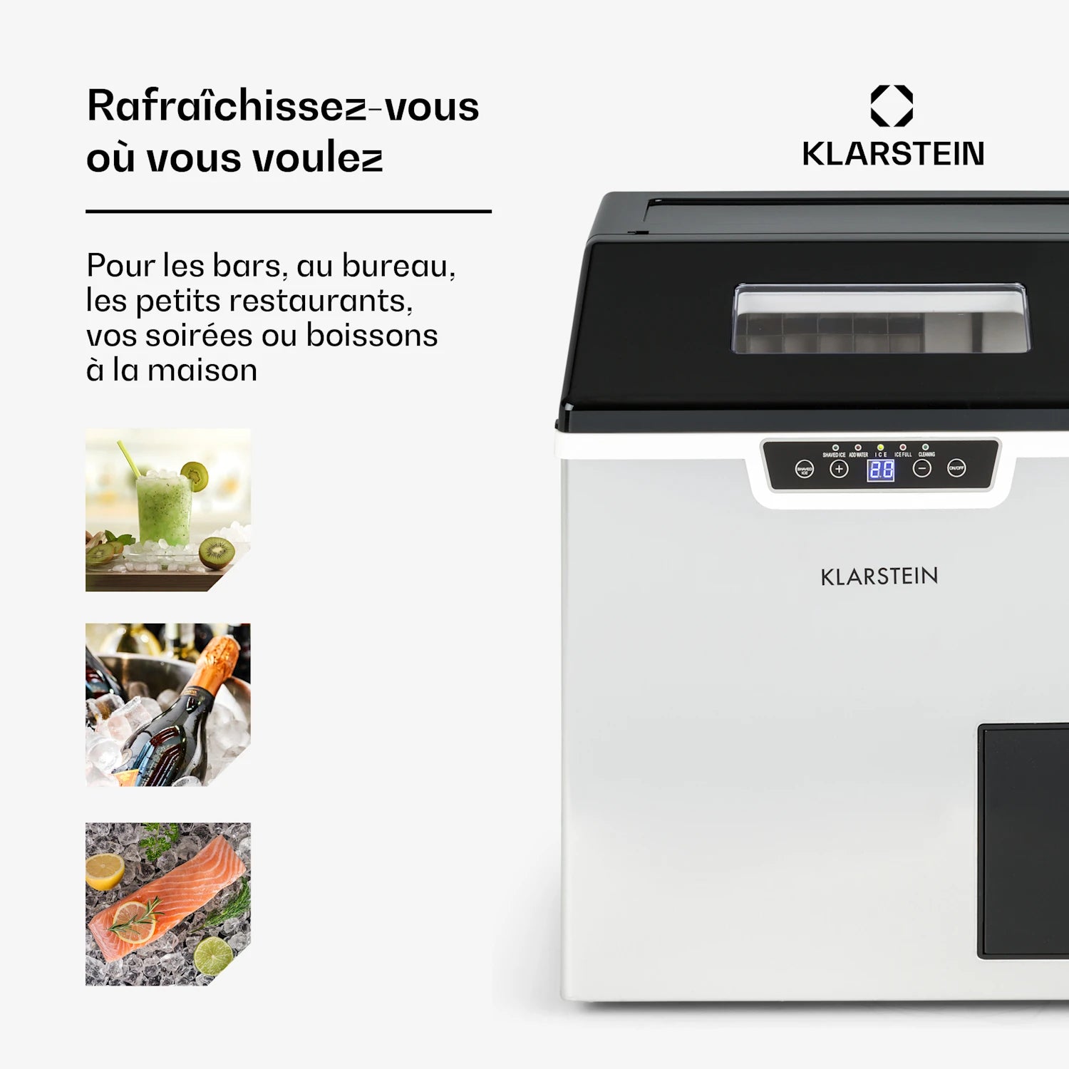 IceFestival 20kg/24h 1,8L Machine à Glaçons Argent