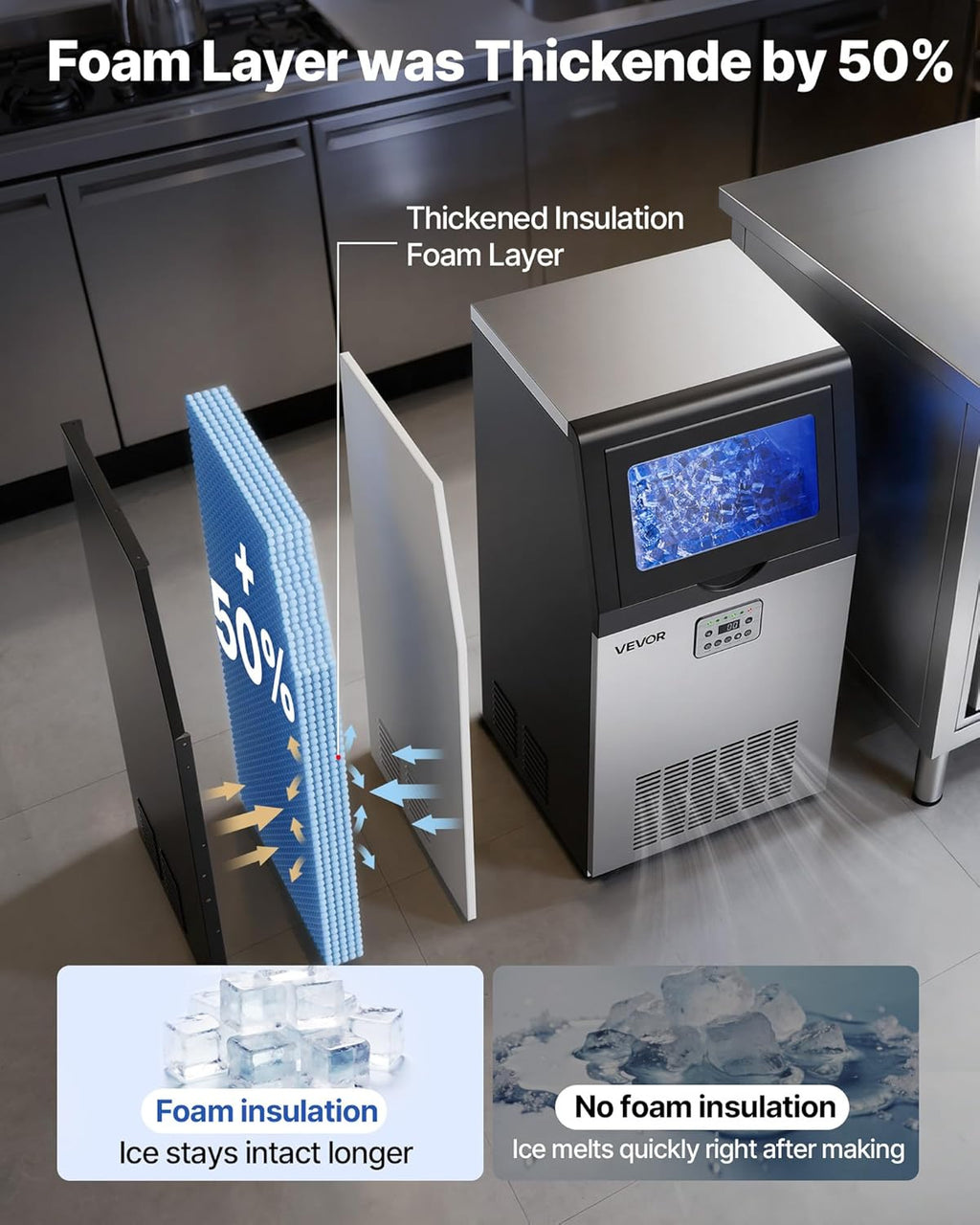 Machine à Glaçons Commerciale VEVOR - 54 kg / 24h