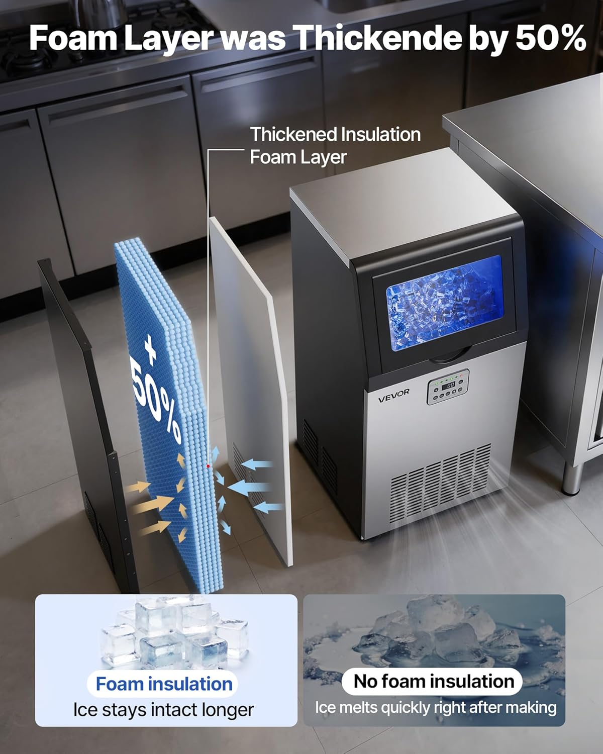 Machine à Glaçons Commerciale VEVOR - 54 kg / 24h