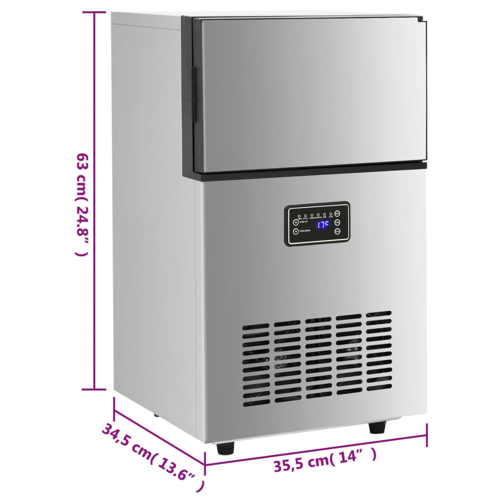 vidaXL Appareil à glaçons argenté 45 kg / 24 h